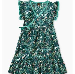 Tea Collection Green Floral Ruffle Wrap Dress